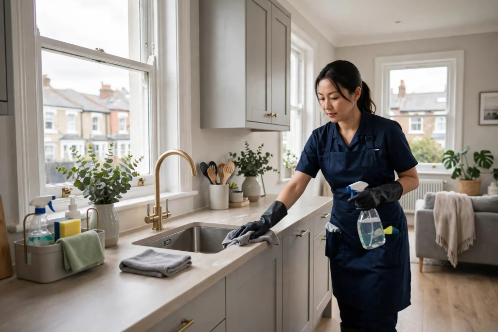 Professional housekeeper representing servant jobs in UK for Pakistanis 2026